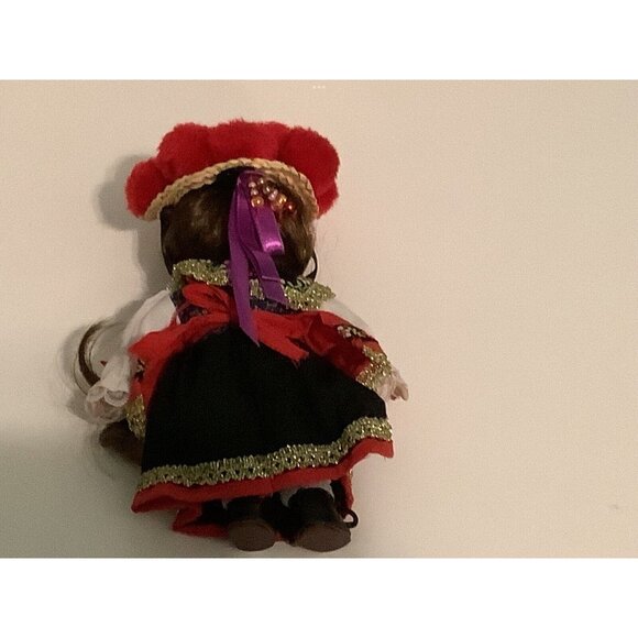 Vintage French Bisque Face Doll Handmade Ethnic Rag Doll Folk Art In Dress Hat - Picture 3 of 4